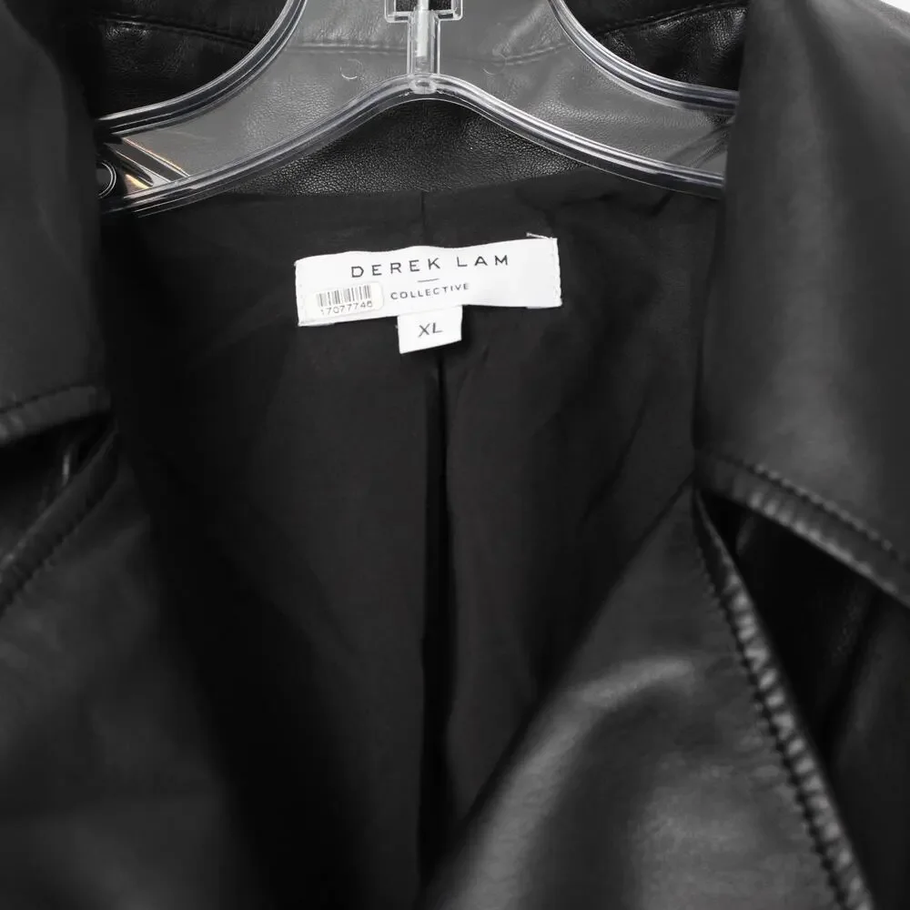 Derek Lam 10 Crosby x RTR Black Faux Leather Trench Coat